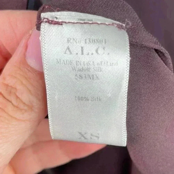 A.L.C. Eggplant Purple Silk Long Sleeve Button Down - Picture 8 of 8